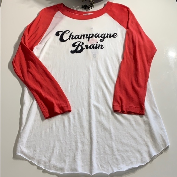 Wildfox Champagne Brain Baseball T-shirt red women’s tee large new w tag - Picture 2 of 7